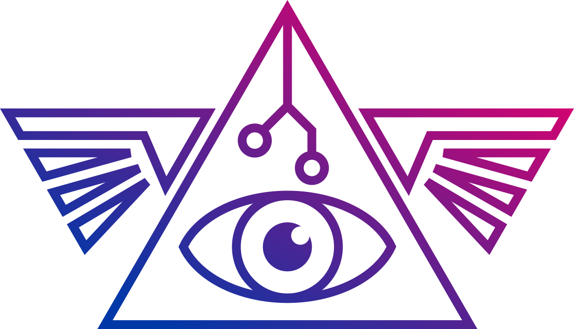 Muses of The Singularity logo. It features an Eye of Providence with a blue to purple gradient.